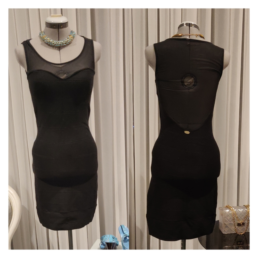 Sheer Back Black Dress